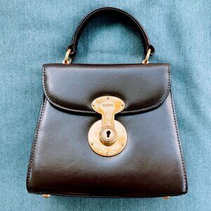 Vintage 1998 Goldpfeil  dark brown leather top-handle bag with detachable strap